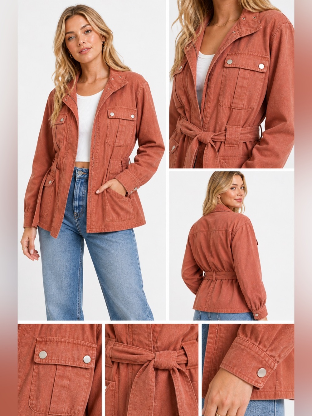 DEAR JOHN Women's Terracotta Utility Jacket NWT